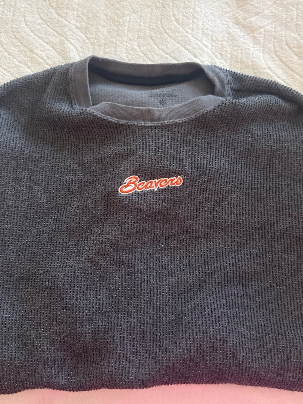 Nike Black Crewneck Sweatshirt with Orange 'Beavers' Script Yoga collection